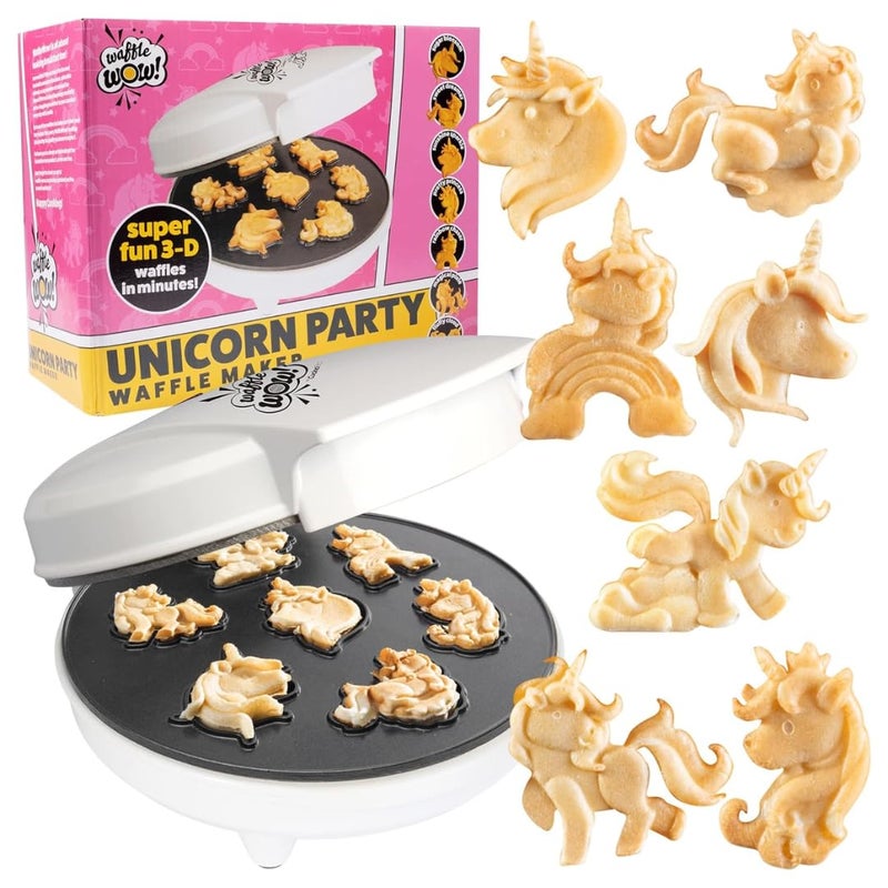 CucinaPro Unicorn Mini Waffle Maker Creates 7 Different 3D Animal Shaped Waffles in Minutes A Fun  Cool Magical Breakfast for Kids  Adults  Electric NonStick Waffler Iron Pancake Baker Gift for Girls 