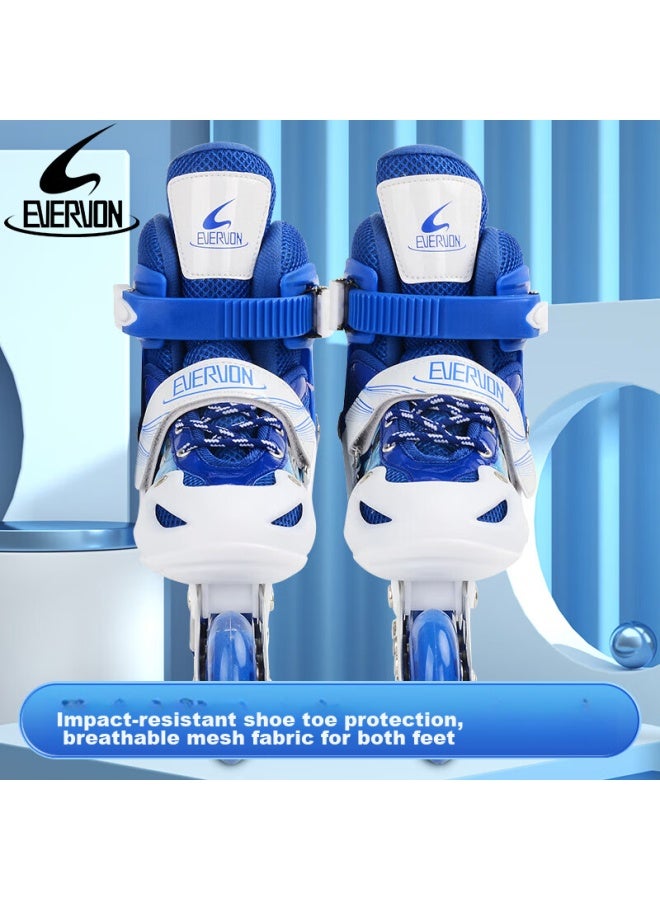 Evervon Roller Skates For Children, Inline Skates For Boys And Girls, Roller Skates Kj-337 Blue With Protective Gear And Helmet, Size M Fits 35-38 - Image 3