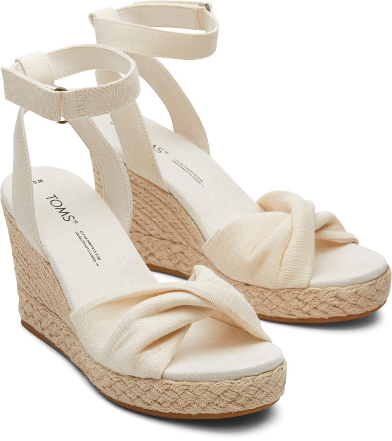 TOMS Women's Marisela Espadrille Wedge Sandal, Natural Slubby Woven, 7 - Image 3