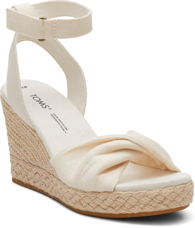 TOMS Women's Marisela Espadrille Wedge Sandal, Natural Slubby Woven, 7 - Image 1