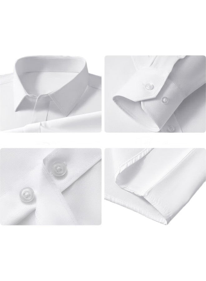 MIIOW Men'S Long-Sleeve Business Formal Shirt, White Work Uniform, Casual Shirt, Light Blue, L - Image 1