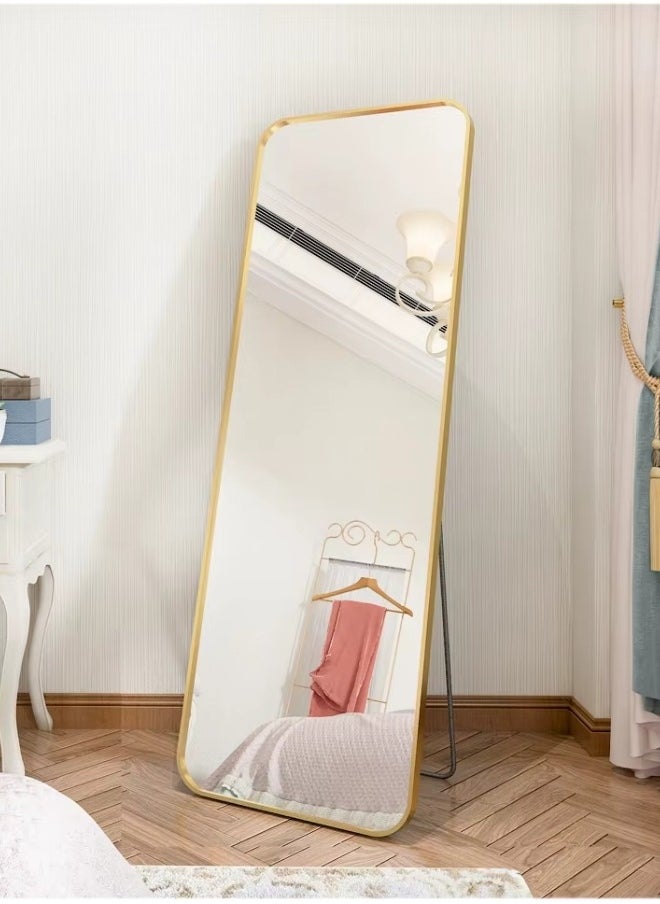 Maria - Full-Length Mirror 155x45cm, Arched Aluminum Alloy Frame, Gold Standing Dressing Mirror, Wall Mounted or Leaning Design for Bedroom, Living Room, Locker Room - Image 1