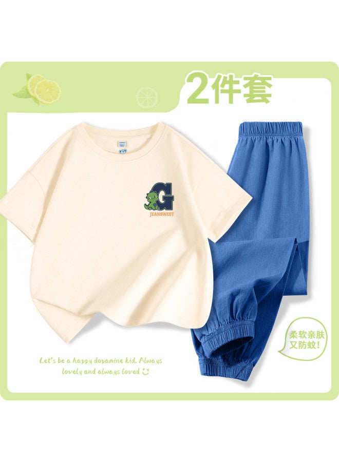 Jeanswest Boys' Outfit 2025 New Arrival - Kids' Lightweight Denim-like Mosquito-repellent Pants With Short-sleeve T-shirt & Long Pants For Summer - Image 2