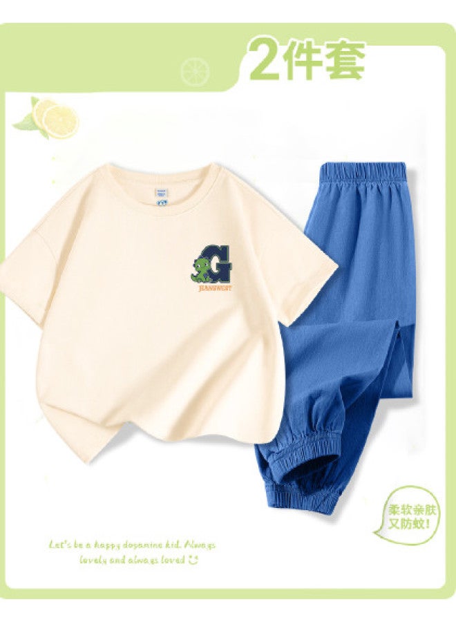 Jeanswest Boys' Outfit 2025 New Arrival - Kids' Lightweight Denim-like Mosquito-repellent Pants With Short-sleeve T-shirt & Long Pants For Summer - Image 1