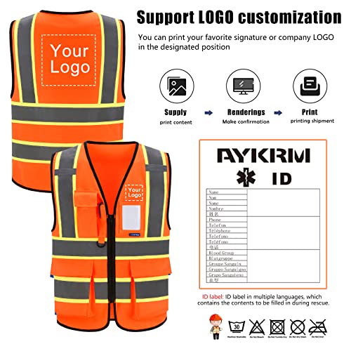 AYKRM 11 colors available 3xl orange safety vest - Image 2