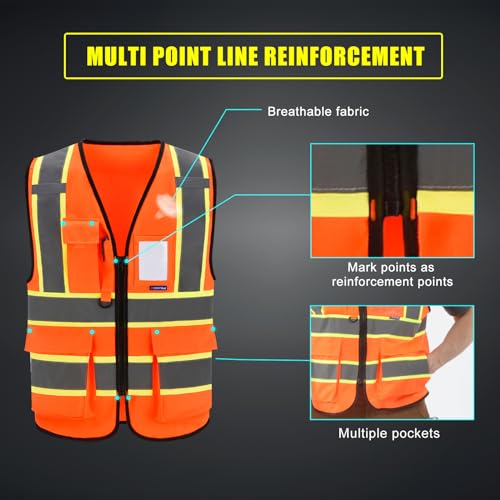 AYKRM 11 colors available 3xl orange safety vest - Image 4