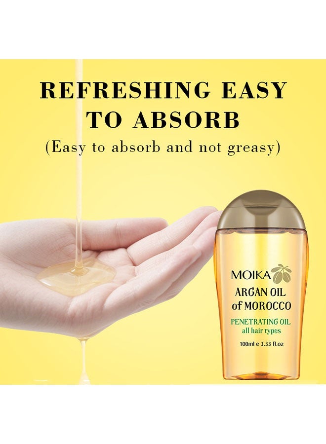 مويكا زيت الأرغان المغربي، مستخلص الأرغان المغربي للشعر والبشرة والجسم متعدد الاستخدامات، زيت أرغان إكليل الجبل للعناية بالشعر، مناسب لتغذية جذور الشعر، ترطيب، تثبيت الرطوبة وتحسين التجعد - 100 مل - Image 5