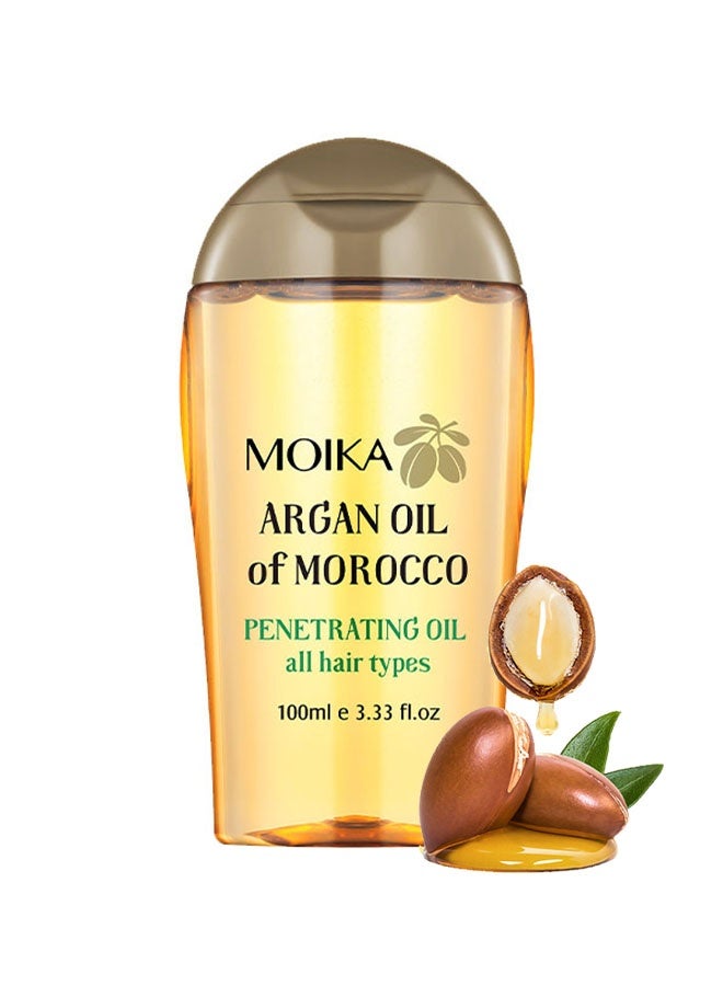 مويكا زيت الأرغان المغربي، مستخلص الأرغان المغربي للشعر والبشرة والجسم متعدد الاستخدامات، زيت أرغان إكليل الجبل للعناية بالشعر، مناسب لتغذية جذور الشعر، ترطيب، تثبيت الرطوبة وتحسين التجعد - 100 مل - Image 1