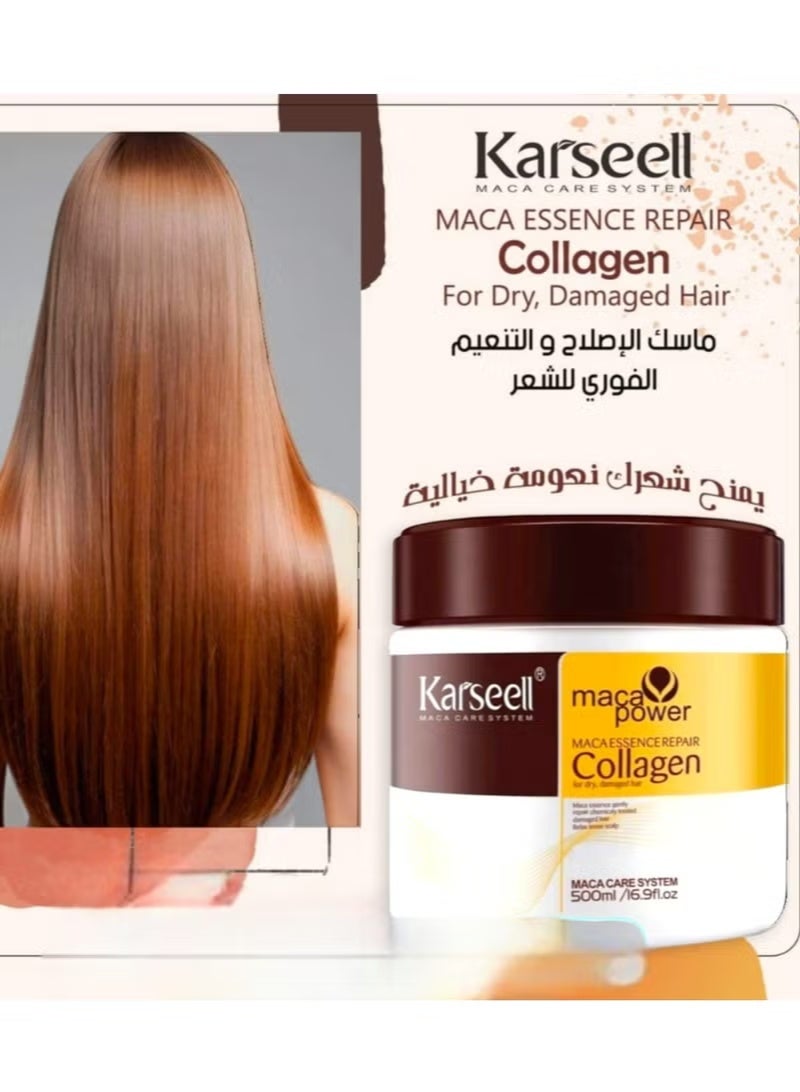 Karseell Maca Power Collagen Mask for Dry and Damaged Hair Treatment and Deep Moisturizing 500ml - Image 1