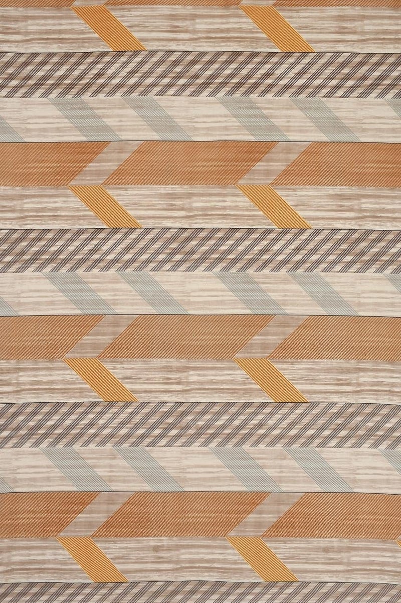Slazie Cotton Diwan Set Covers |8 Pieces Diwan Cover Set|300 TC Fabric| Pure Cotton Printed Deewan Set (1 Single Bedsheet, 2 Bolster Covers, 5 Cushion Covers)|Beige Zigzag |SZDS 033 - Image 2