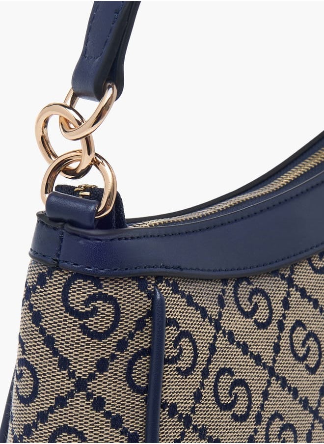 Celeste - Women Jacquard Monogram Shoulder Bag with Zip Closure - Image 1