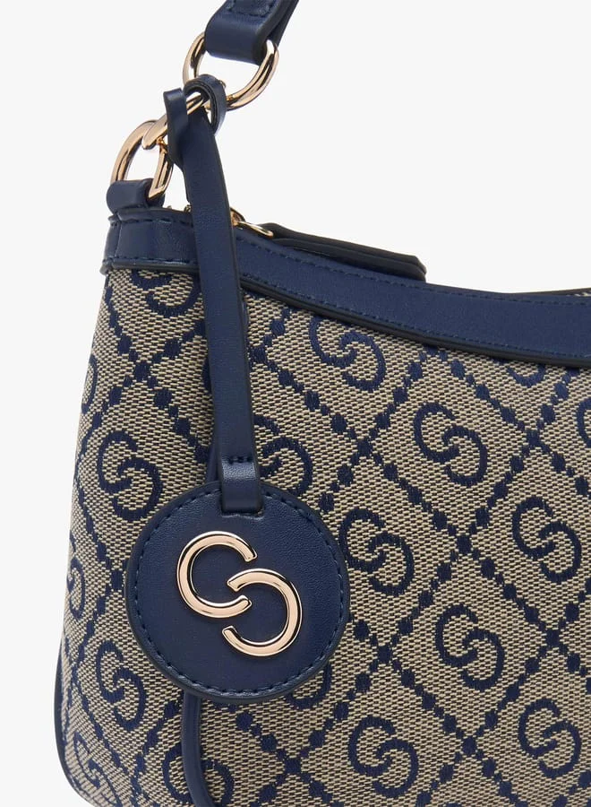 سيليست Women Jacquard Monogram Shoulder Bag with Zip Closure