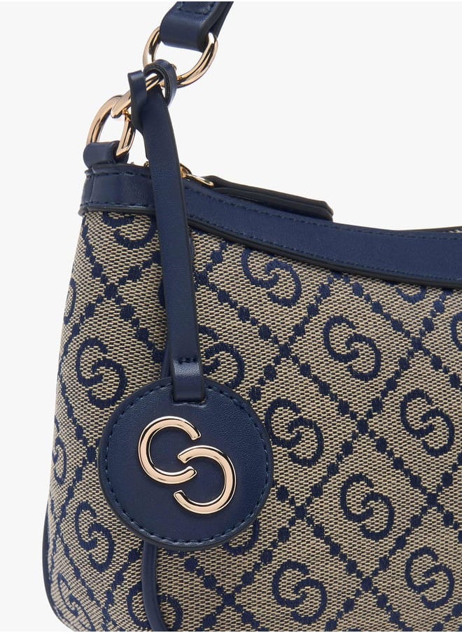 Celeste - Women Jacquard Monogram Shoulder Bag with Zip Closure - Image 1