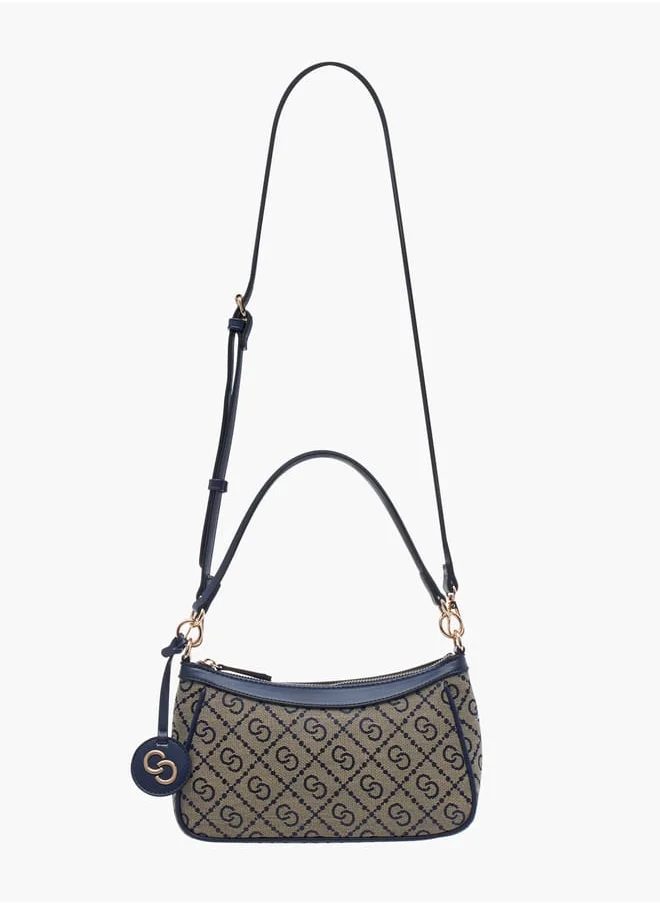 Celeste Women Jacquard Monogram Shoulder Bag with Zip Closure