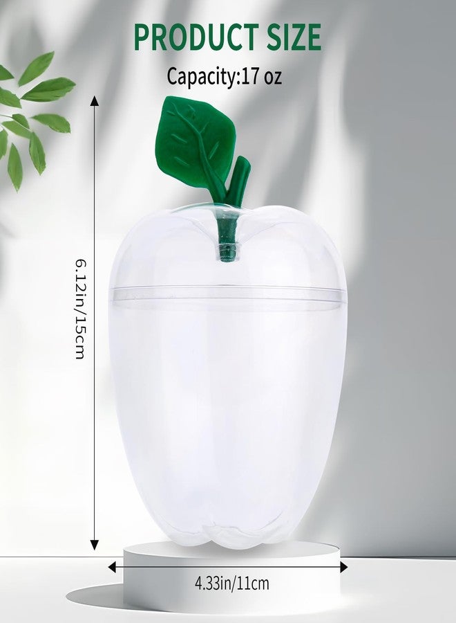TABGACH Large Clear Apple Container Jar for Teachers,Apple Shaped Candy Jar Back To School Teacher Appreciation Gift,Plastic Apple Decor Classroom Wedding Valentine Party Decorations Supplies(17 OZ) - Image 2