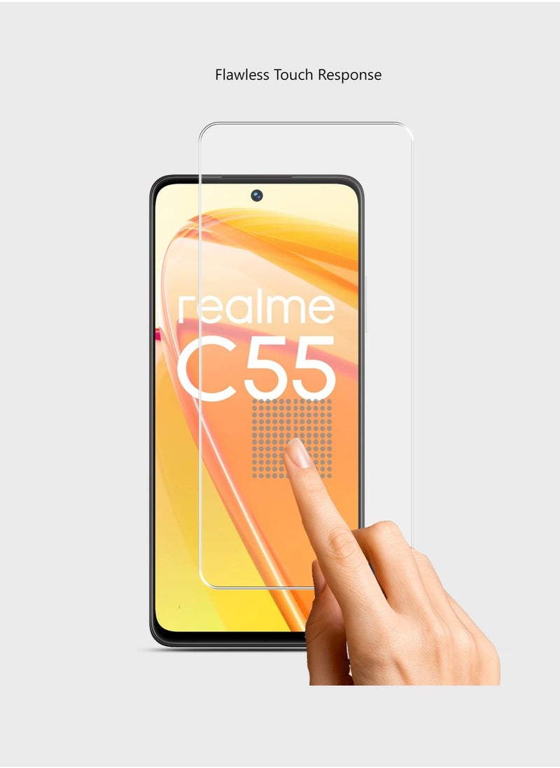 Techie HD Tempered Glass Screen Protector for Realme C55 - Anti Reflection Anti Bubbles 9H Hardness 0.33 mm Rounded Edges Easy Installation  - Image 4