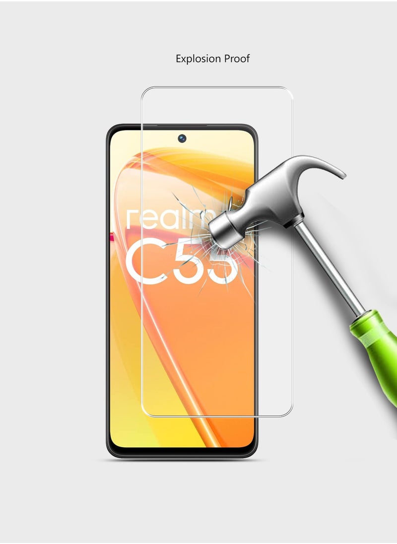 Techie HD Tempered Glass Screen Protector for Realme C55 - Anti Reflection Anti Bubbles 9H Hardness 0.33 mm Rounded Edges Easy Installation  - Image 3