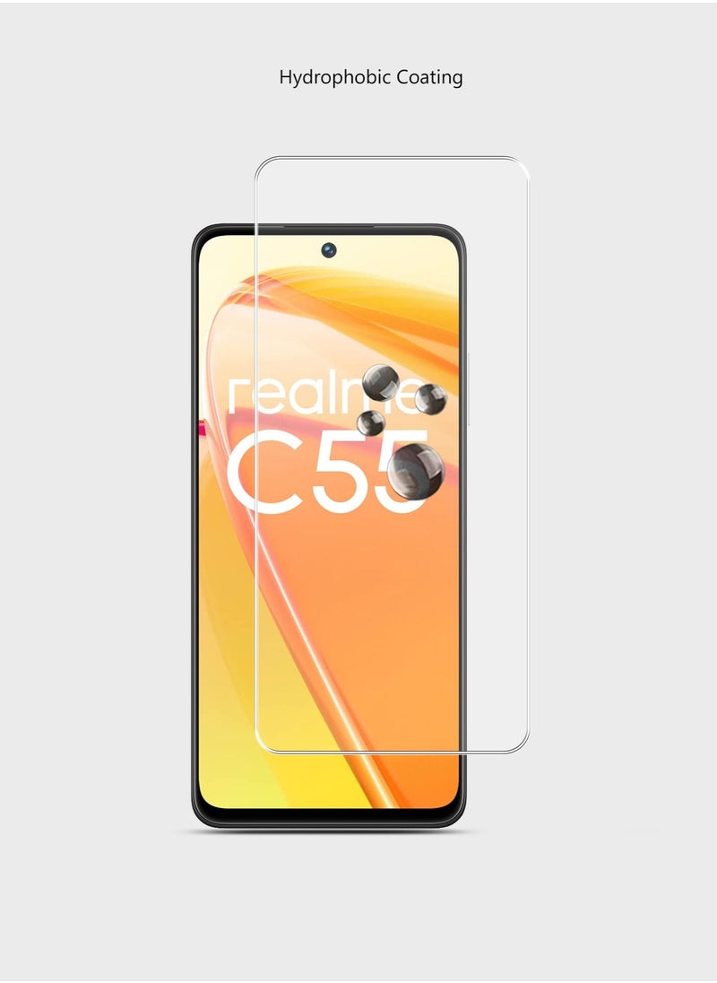 Techie HD Tempered Glass Screen Protector for Realme C55 - Anti Reflection Anti Bubbles 9H Hardness 0.33 mm Rounded Edges Easy Installation  - Image 5
