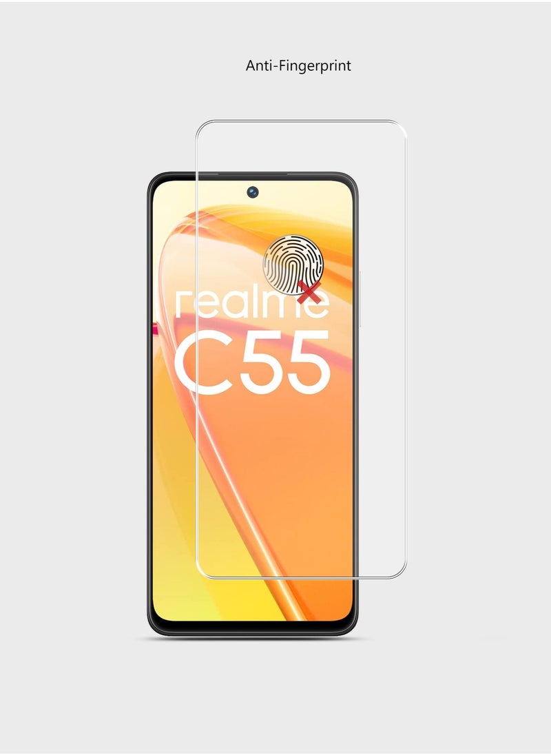 Techie HD Tempered Glass Screen Protector for Realme C55 - Anti Reflection Anti Bubbles 9H Hardness 0.33 mm Rounded Edges Easy Installation  - Image 2