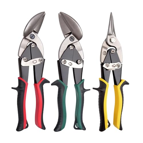 Dekeliy Aviation Tin Snips Set, Straight Heavy Duty Left and Right Tin Cutting Shears, 3-Piece Metal Cutters With Comfort Grips and Safety Latch - Image 1