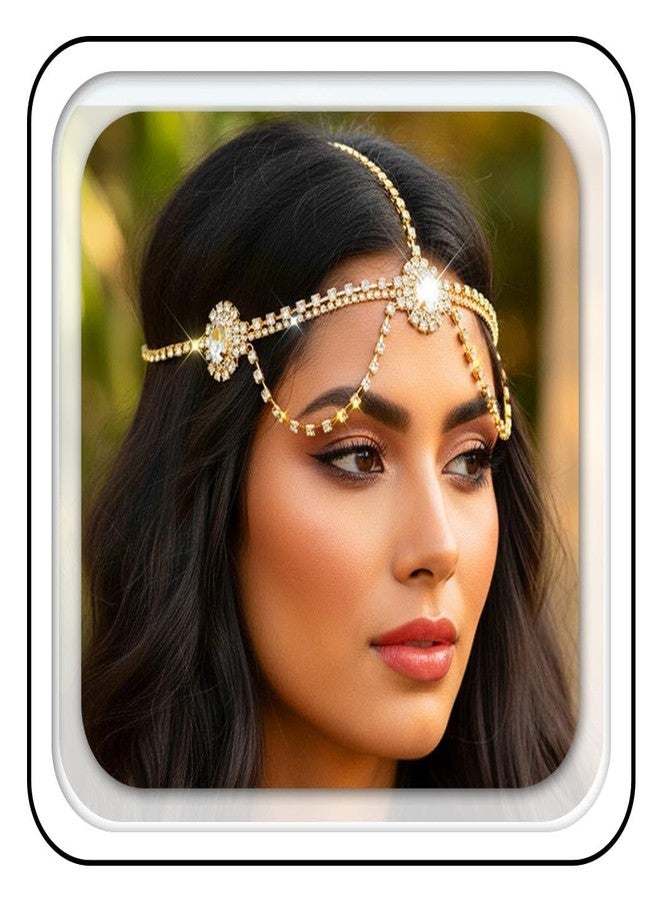 أوكملا سلسلة رأس مرصعة بأحجار الراين الكريستالية من أوكملا، إكسسوارات شعر لحفلات التخرج للنساء (ذهبي، مقاس واحد) - Image 1