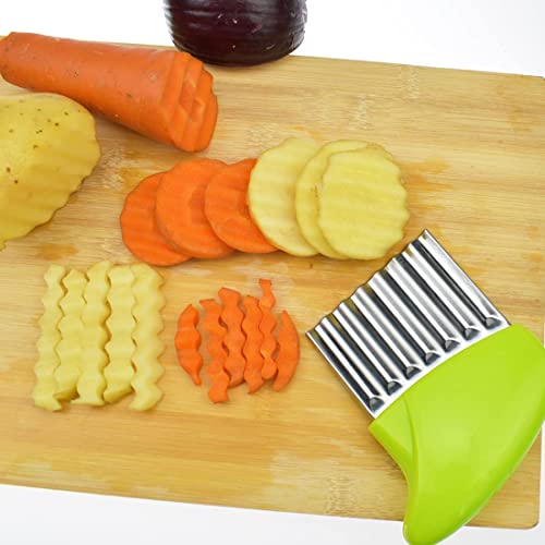 Styxon Stainless Steel Vegetable Wavy Chopper Cutter French Fry Slicer | 18 X 11 X 1 cm | Pack 1 | Multicolor - Image 5