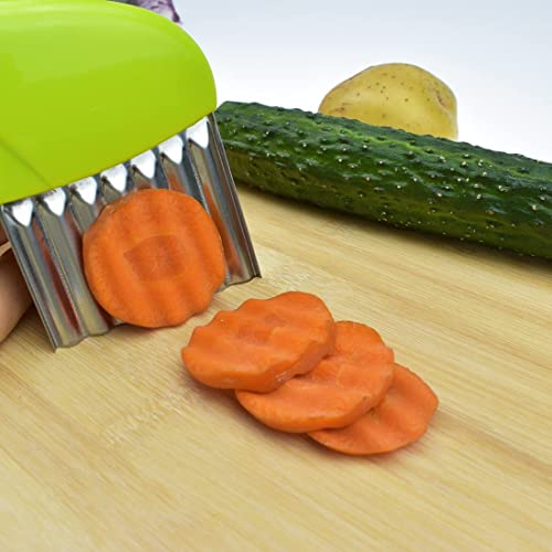 Styxon Stainless Steel Vegetable Wavy Chopper Cutter French Fry Slicer | 18 X 11 X 1 cm | Pack 1 | Multicolor - Image 4