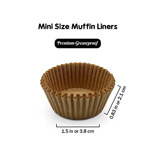 Mombake Unbleached Mini Cupcake Liners Natural Greaseproof Paper Muffin Baking Cups, 500-Count - Image 3