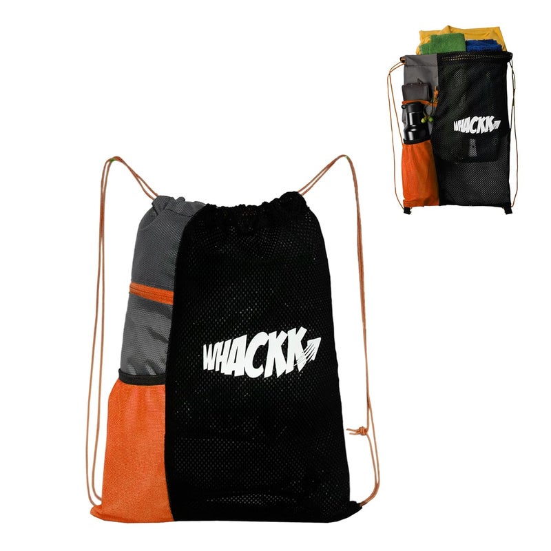 WHACKK Joss Orange9L|Sports |Swimming Equipment |Netball |Dry Bags|Drawstring Bag for Shoes & Clothes|Sports Gear|Accessory Pocket |Gym |Tuition Bag|1 Bottle Holder - Image 1