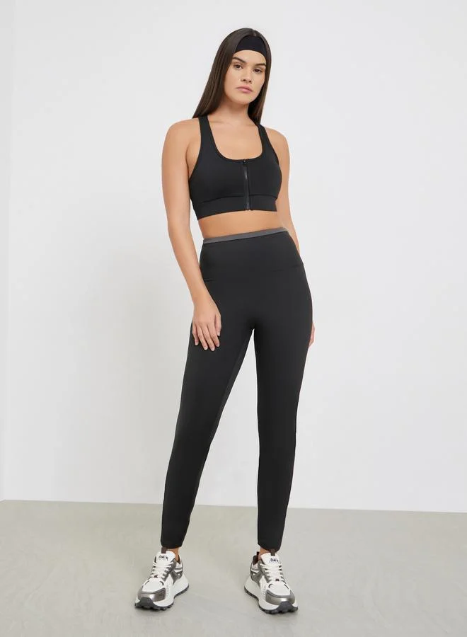 Styli Active  Contrast Waist Panel Leggings for Women | Best Price UAE