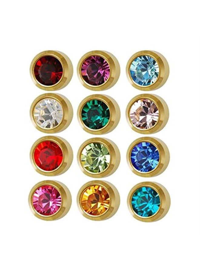 Caflon Surgical Steel 4mm Ear Piercing Studs, 12 Pair Mixed Colors - Image 1