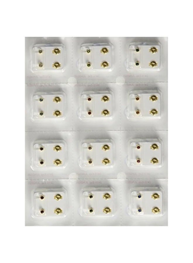 Caflon Surgical Steel 4mm Ear Piercing Studs, 12 Pair Mixed Colors - Image 2