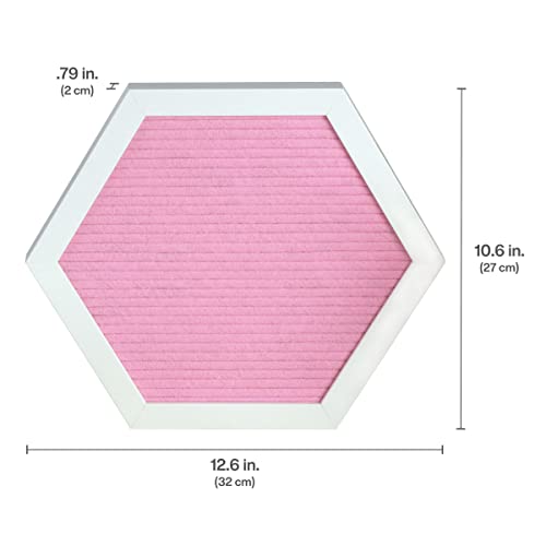 Melannco Felt Letter Board, Hexagonal, with Letters & Numbers, for Announcements, Pink & White - Image 2