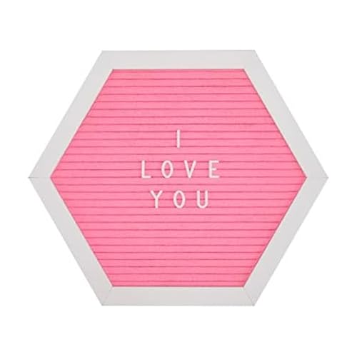 Melannco Felt Letter Board, Hexagonal, with Letters & Numbers, for Announcements, Pink & White - Image 1