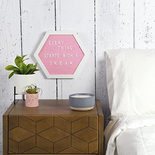 Melannco Felt Letter Board, Hexagonal, with Letters & Numbers, for Announcements, Pink & White - Image 5