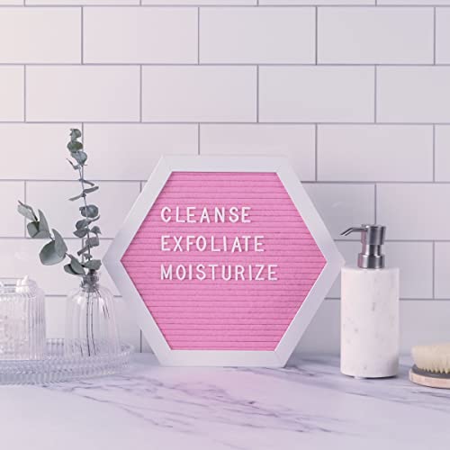 Melannco Felt Letter Board, Hexagonal, with Letters & Numbers, for Announcements, Pink & White - Image 4