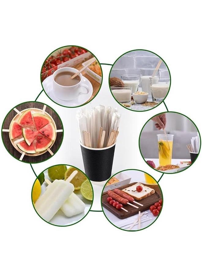 HOOKOR 500Pcs Wooden Coffee Stirrers, 5.5 Inch Individually Wrapped Coffee Stir with Paper Wrapped | Disposable Stir Sticks, Crude Wooden Beverage Stirring Stick for Tea, Cream, And Sugar  - Image 3