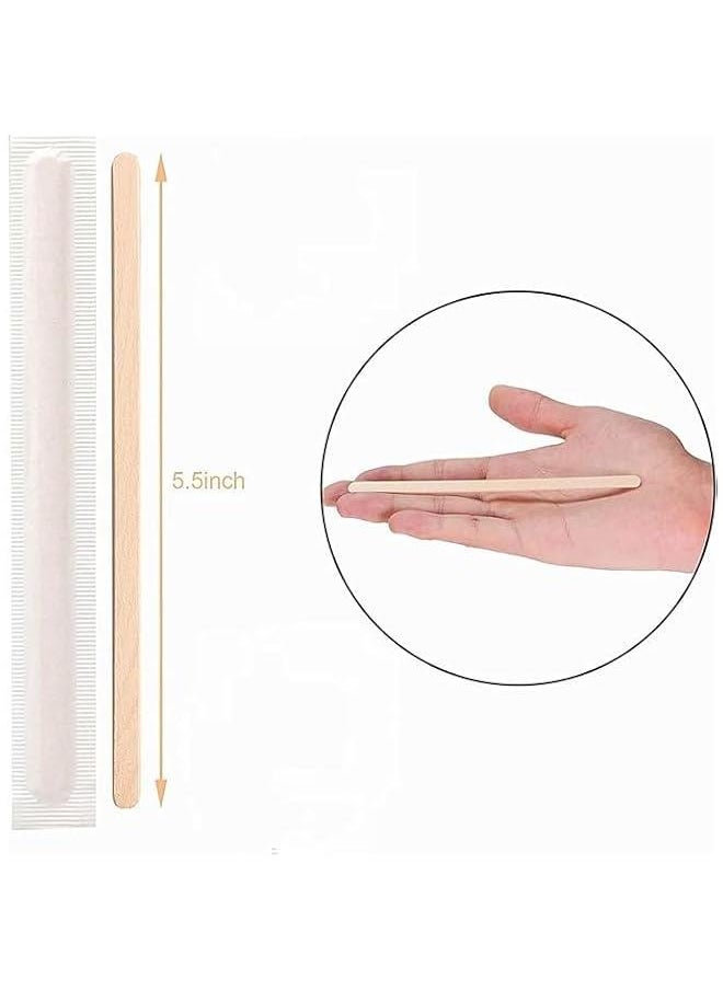 HOOKOR 500Pcs Wooden Coffee Stirrers, 5.5 Inch Individually Wrapped Coffee Stir with Paper Wrapped | Disposable Stir Sticks, Crude Wooden Beverage Stirring Stick for Tea, Cream, And Sugar  - Image 4