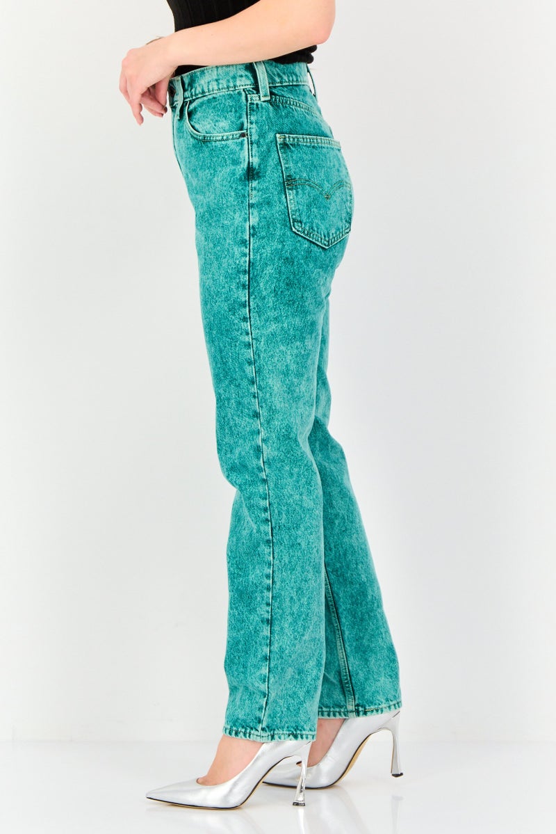 Levi's Levis x Deepika Padukone Women Straight Fit Washed Non Stretchable Jeans, Green - Image 3