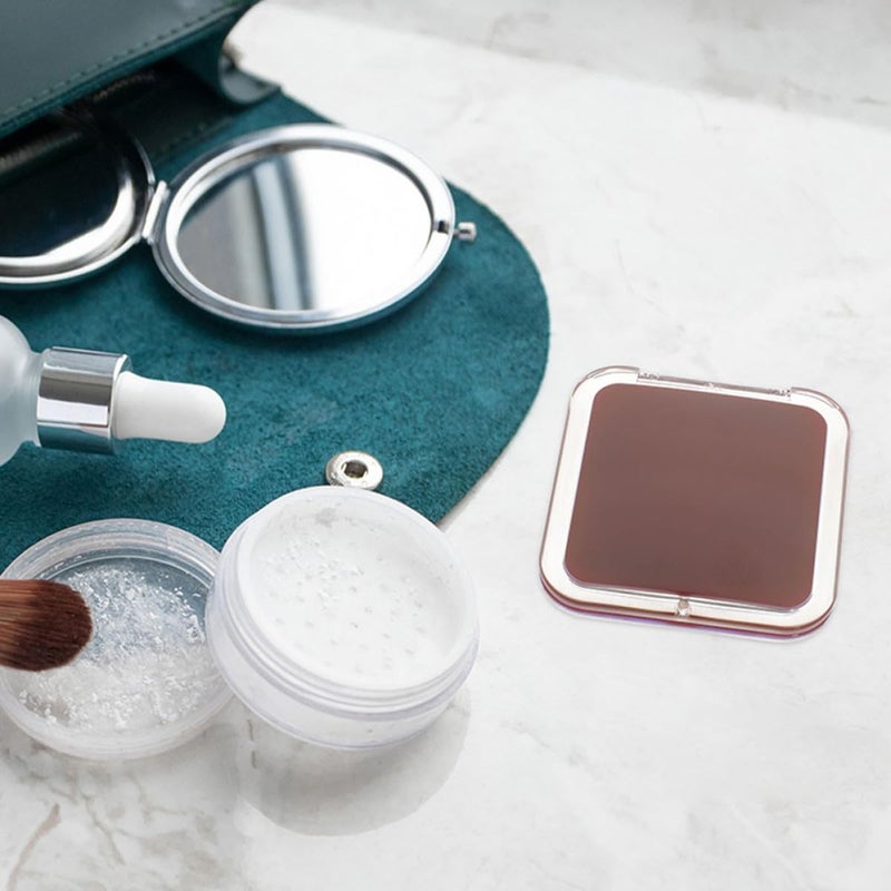 GANAZONO Foldable Mini Hand Mirror 7X Magnification Small Compact Travel Size Pocket Mirror for Women Purse Makeup Touch-up Wine Red - Image 4