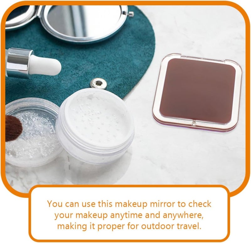 GANAZONO Foldable Mini Hand Mirror 7X Magnification Small Compact Travel Size Pocket Mirror for Women Purse Makeup Touch-up Wine Red - Image 3
