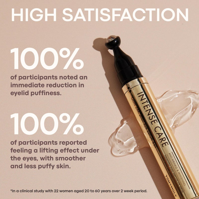 TONYMOLY Intense Care 24K Gold Snail Eye Serum 20ml â€“ Anti-Aging Eye Treatment with Snail Mucin, Hyaluronic Acid & Peptides for Dark Circles, Puffiness, Fine Lines & Firming â€“ 360Â° Roller Applicator - Image 5