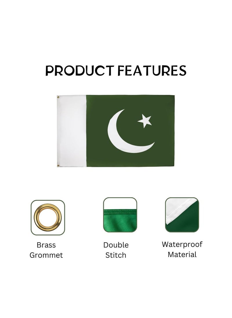 PRINTSHOP4ME Eye-Catching 3x5ft Outdoor Or Indoor Flag For Sport Events And Home-Polyester-Size 90x150cm-Perfect For Sports Fan Pakistan Flag  - Image 3