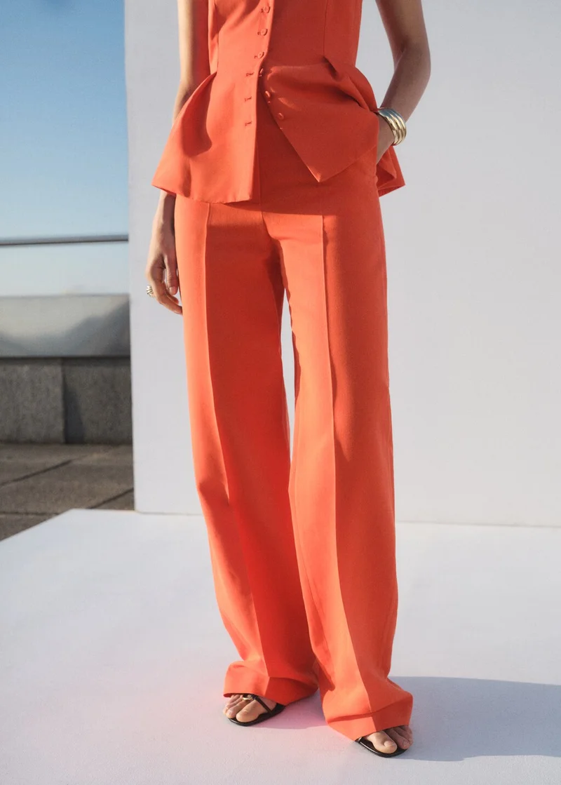 MANGO Straight Mid-Rise Suit Trousers