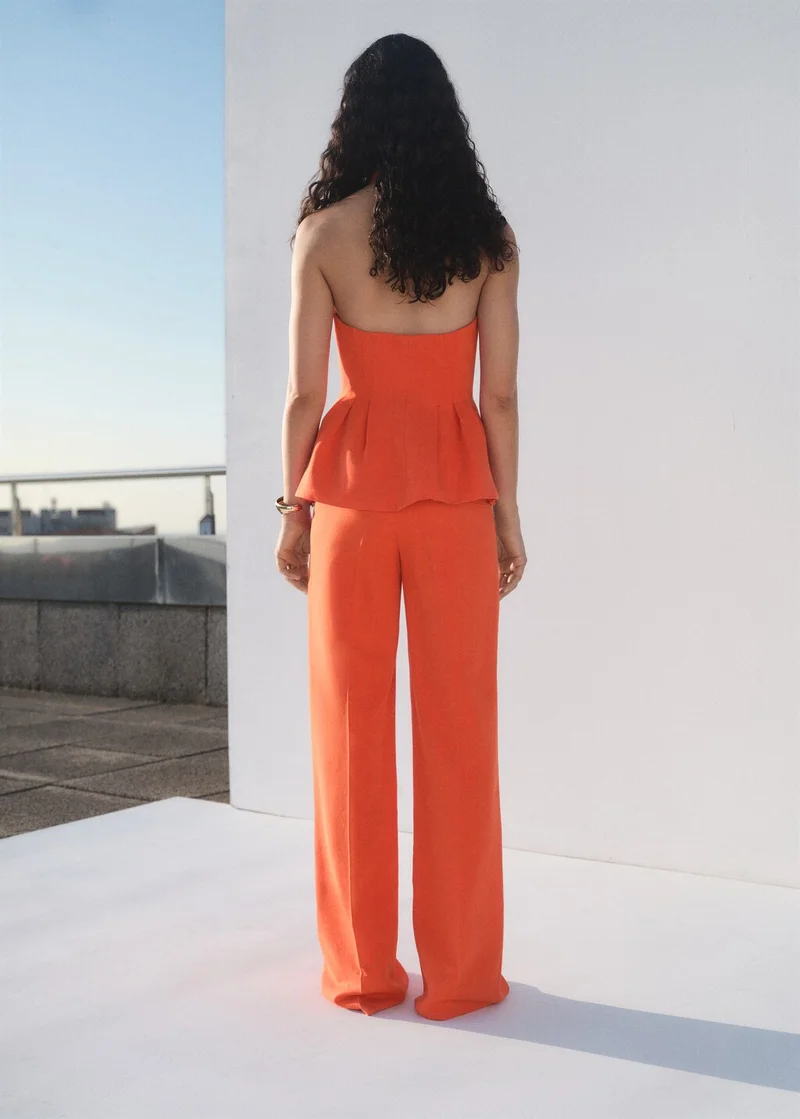 MANGO Straight Mid-Rise Suit Trousers