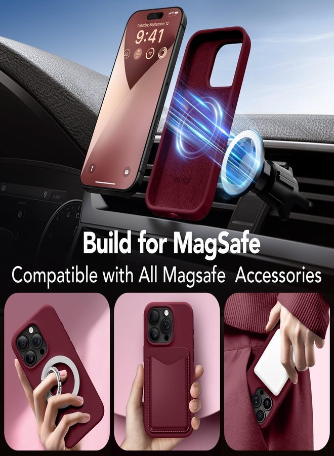 غونيز جراب GONEZ المغناطيسي لهاتف iPhone 16 Pro Max، متوافق مع MagSafe، جراب سيليكون سائل، مع واقي شاشة + واقي كاميرا، غطاء هاتف واقٍ كامل الجسم مقاوم للصدمات 6.9 بوصة، كستنائي - Image 4