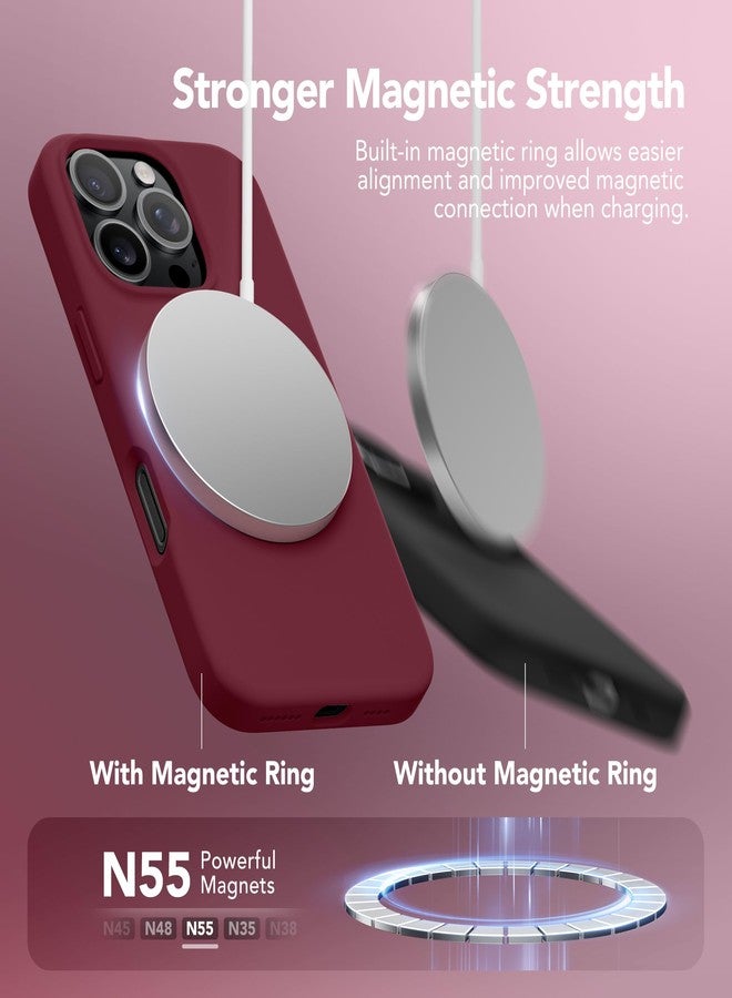 غونيز جراب GONEZ المغناطيسي لهاتف iPhone 16 Pro Max، متوافق مع MagSafe، جراب سيليكون سائل، مع واقي شاشة + واقي كاميرا، غطاء هاتف واقٍ كامل الجسم مقاوم للصدمات 6.9 بوصة، كستنائي - Image 3