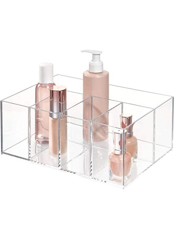 SMARTPOINTS - 5 Compartment Plastic Bathroom Storage Organizer, The Clarity Collection – 9.88” x 6.88” x 4”, Clear - Image 1