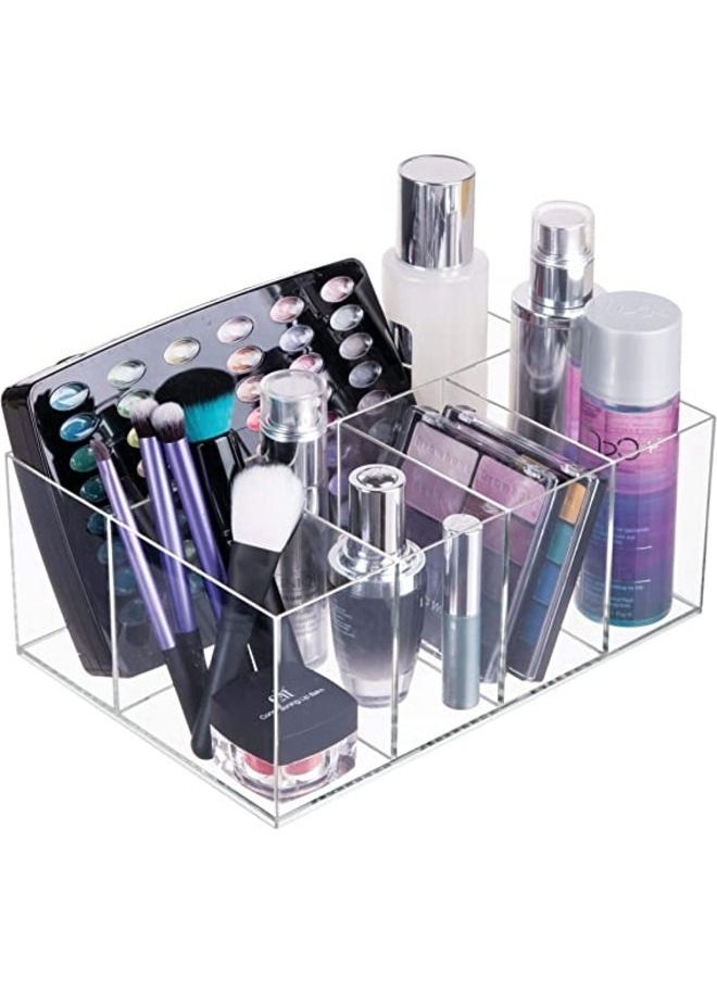 SMARTPOINTS - 5 Compartment Plastic Bathroom Storage Organizer, The Clarity Collection – 9.88” x 6.88” x 4”, Clear - Image 1