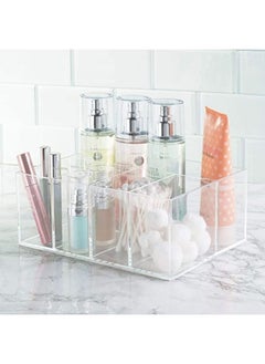 SMARTPOINTS 5 Compartment Plastic Bathroom Storage Organizer, The Clarity Collection – 9.88” x 6.88” x 4”, Clear  - Image 4